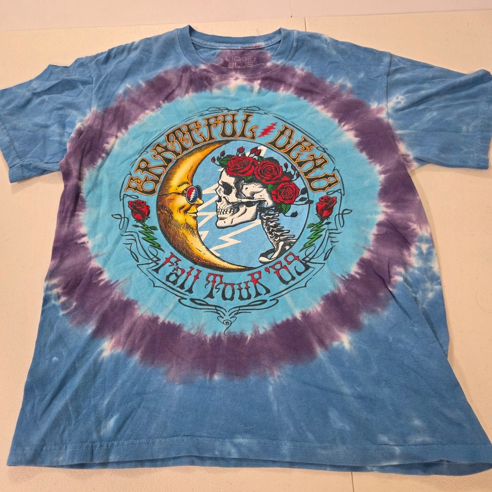 Liquid Blue Grateful Dead Fall Tour 89 Tie Dye Graphic T-Shirt Small Blue Purple